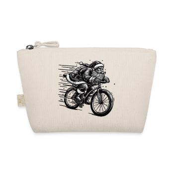 Santa Downhill Bicycle Christmas - Organic Pouch - nature - Front