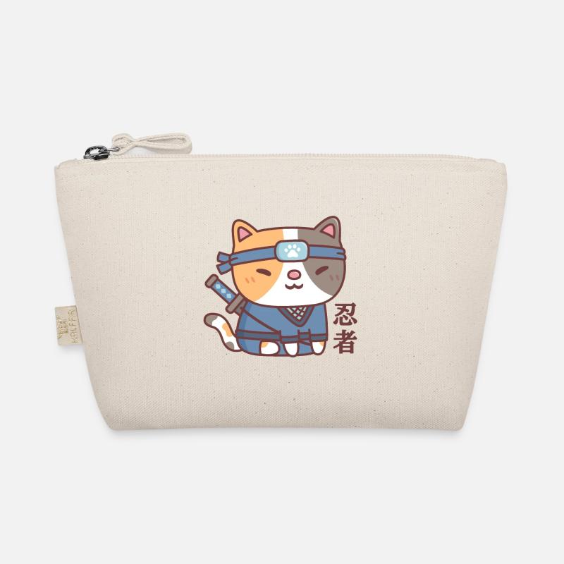 Niedliches Ninja Katze Doodle Bio-Täschchen