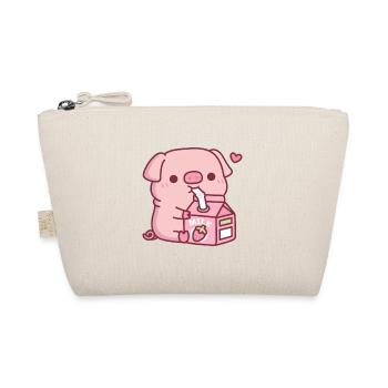 Süßes kleines Schweinchen liebt Erdbeermilch - Bio-Täschchen - Natur - Vorne