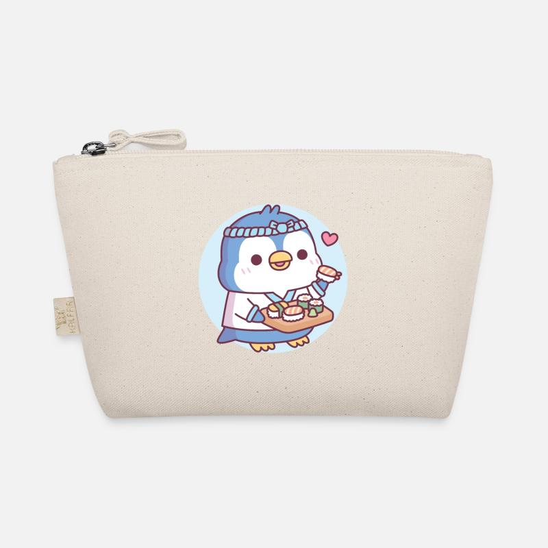 Cute Blue Penguin Sushi Chef Organic Pouch