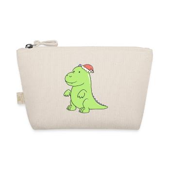 a cute dinosaur at Christmas - Organic Pouch - nature - Front