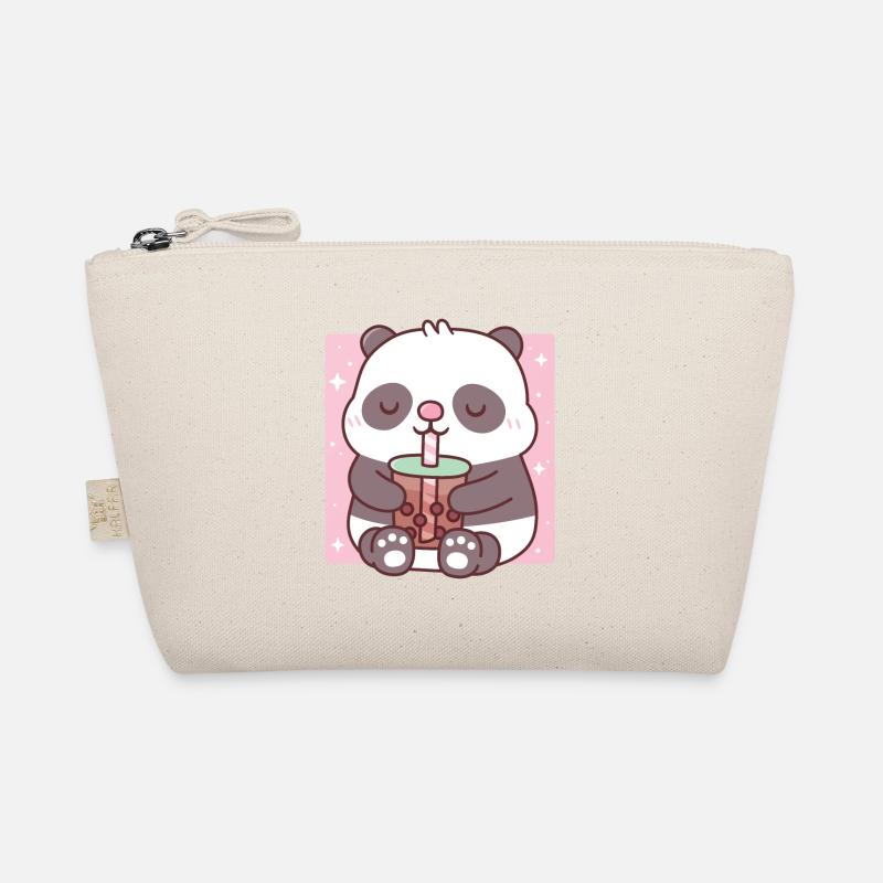 Cute Little Panda Drinking Bubble Tea Organic Pouch