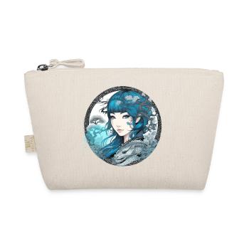 Anime,Asian,Flowers,Blue Hair,Vintage - Organic Pouch - nature - Front