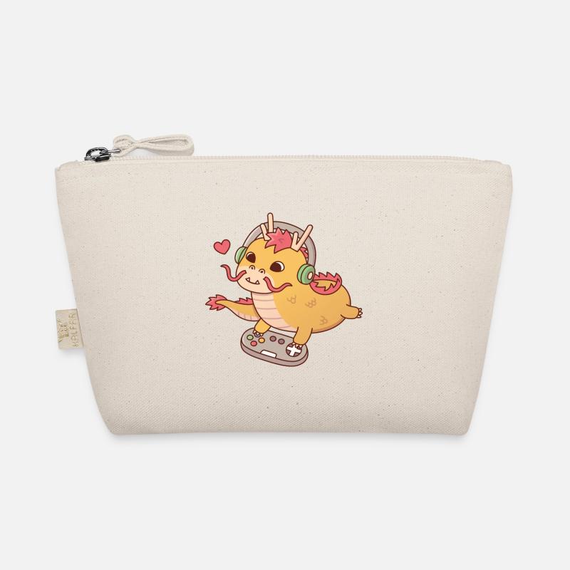 Cute Dragon Playing Video Games on Game Controller Organic Pouch