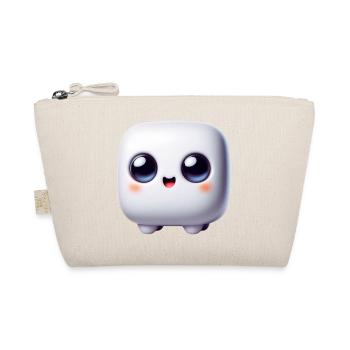 Kawaii Cube Face – Cute Block - Organic Pouch - nature - Front