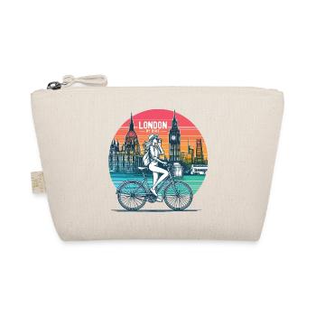 London Skyline Bicycle Illustration - Organic Pouch - nature - Front