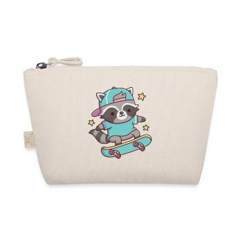 Raton laveur mignon avec chapeau faisant des cascades sur la planche à roulettes - Trousse biologique - nature - Devant