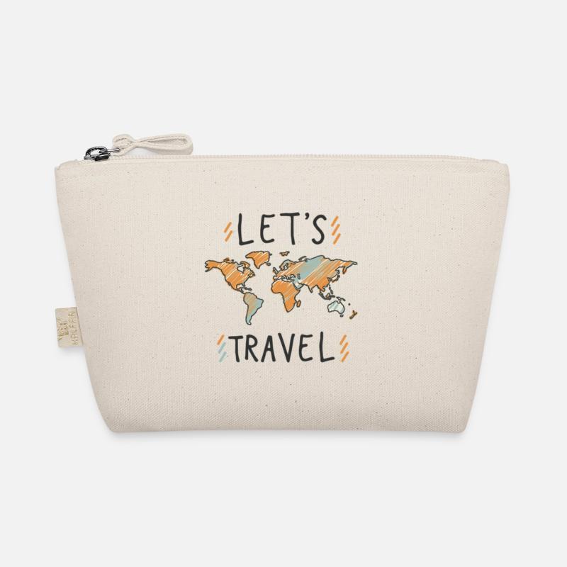 World Map Let's Travel Organic Pouch