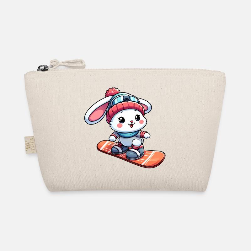 Lapin de neige sur la conception de joie d'hiver de snowboard Trousse biologique