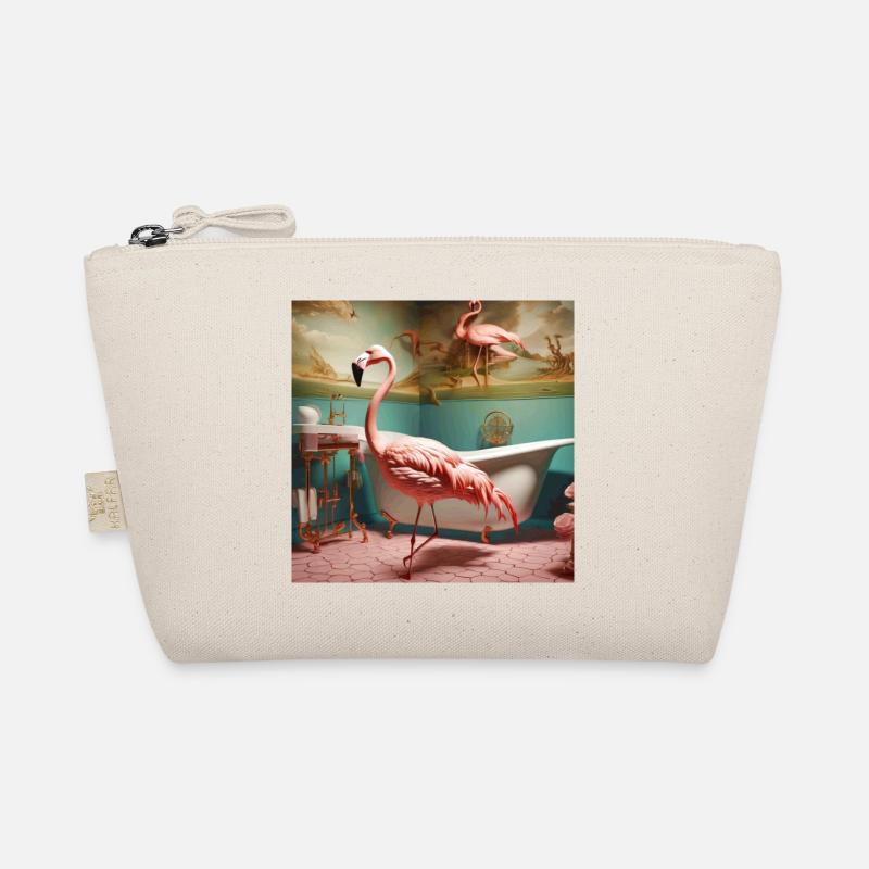 Flamingo,retro,flamingo im bad,vintage Bio-Täschchen