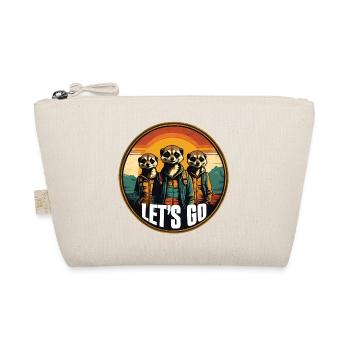 Coole Erdmännchen im Outdoor Outfit Vintage Stil - Bio-Täschchen - Natur - Vorne
