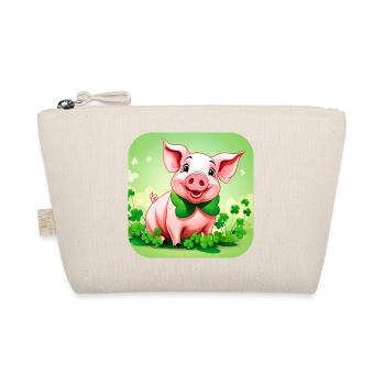 Cute lucky pig with shamrocks - Organic Pouch - nature - Front