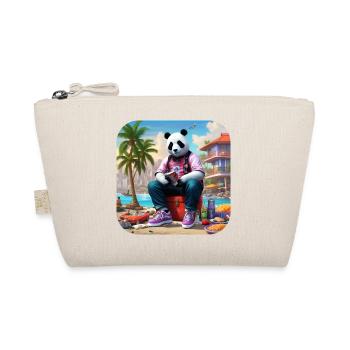 Cooler Panda am Strand - Bio-Täschchen - Natur - Vorne