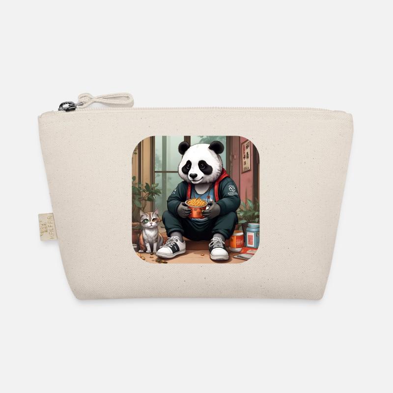 Cool Panda with Cat Organic Pouch