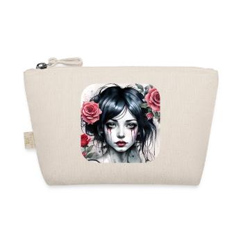 Cooles Gothic Punk Girl mit roten Rosen - Bio-Täschchen - Natur - Vorne