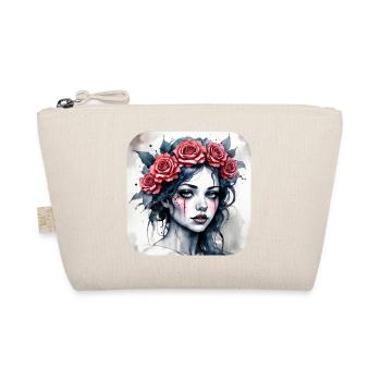 Cooles Gothic Punk Girl mit roten Rosen - Bio-Täschchen - Natur - Vorne