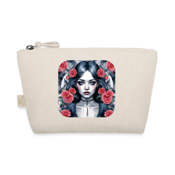 Cooles Gothic Punk Girl mit roten Rosen - Bio-Täschchen - Natur - Vorne