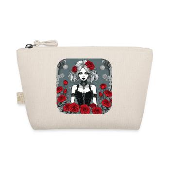 Cooles Gothic Punk Girl mit roten Rosen - Bio-Täschchen - Natur - Vorne