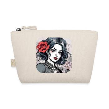 Cooles Gothic Punk Girl mit rote Ros - Bio-Täschchen - Natur - Vorne