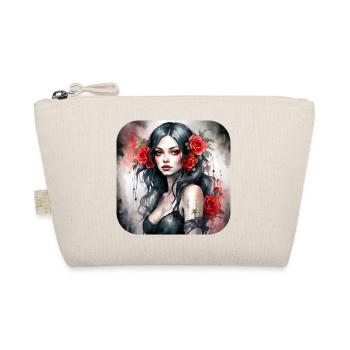 Cooles Gothic Punk Girl mit roten Rosen - Bio-Täschchen - Natur - Vorne