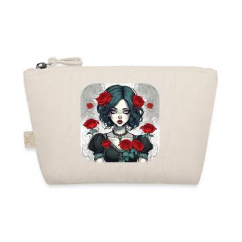 Cooles Gothic Punk Girl mit roten Rosen - Bio-Täschchen - Natur - Vorne