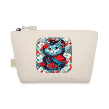 Chat mignon avec chapeau et roses - Trousse biologique - nature - Devant