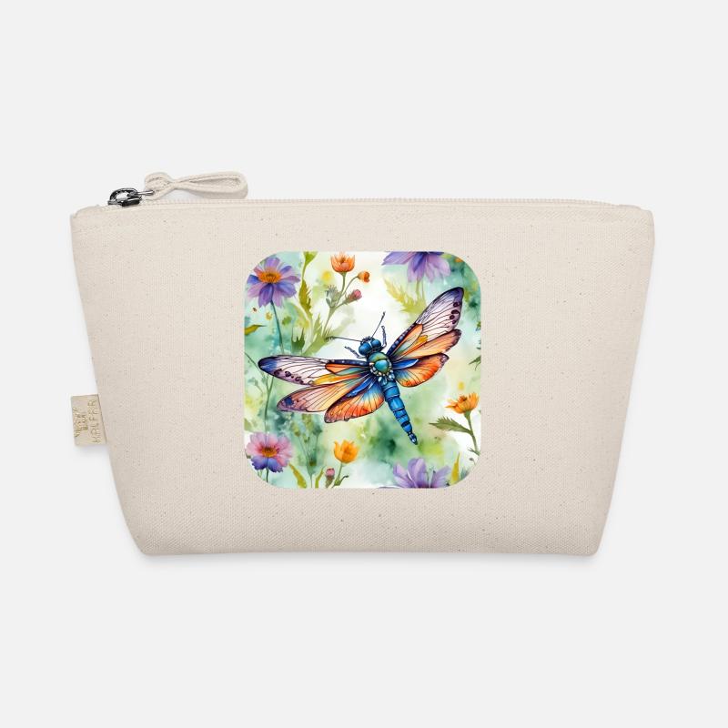 Wunderschöne Libelle mit Blumen Bio-Täschchen