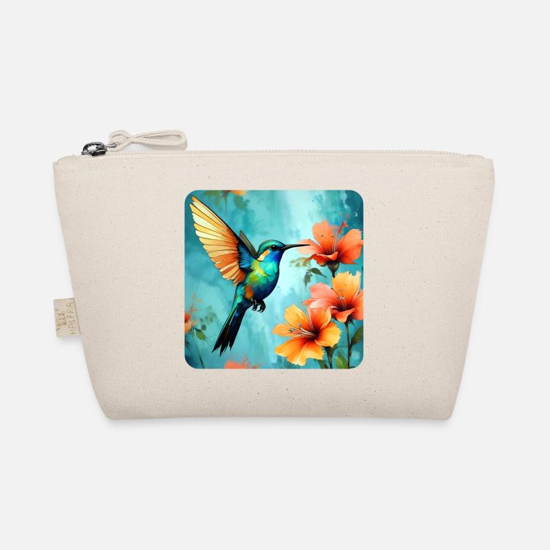 Wunderschöner Kolibri mit Blumen Bio-Täschchen