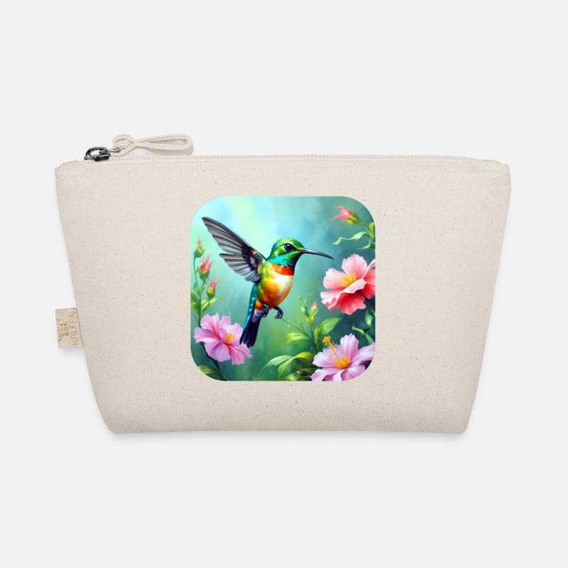 Wunderschöner Kolibri mit Blumen Bio-Täschchen