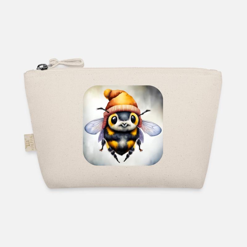 Cool winter bee with hat and scarf Organic Pouch