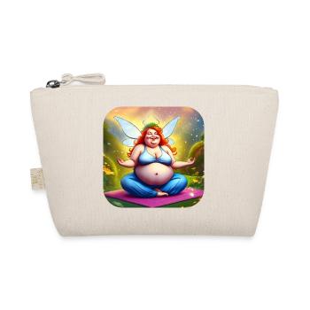 Fat Cute Yoga Fairy in Buddha Position - Organic Pouch - nature - Front