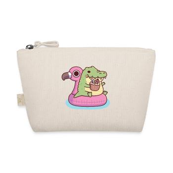Cute Chubby Crocodile Chilling On Flamingo Float - Organic Pouch - nature - Front