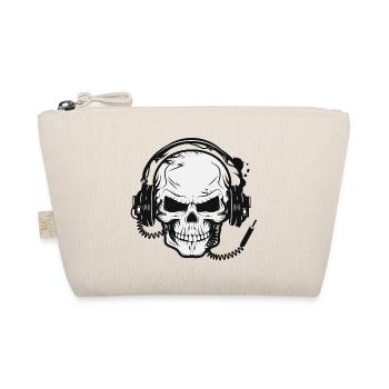 Skull,Skull,Skull with Headphones - Organic Pouch - nature - Front