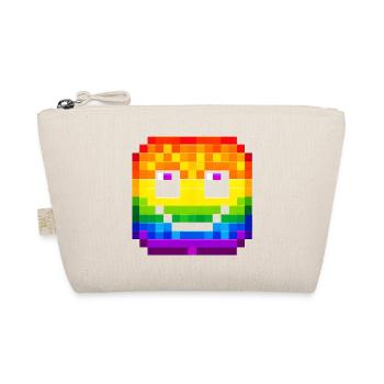 Verpixeltes Regenbogen-Lächeln-Gesicht - Bio-Täschchen - Natur - Vorne