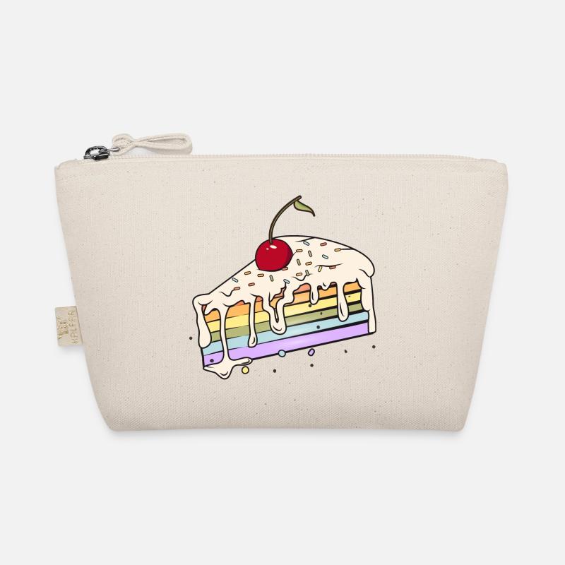 Morceau de gâteau arc-en-ciel avec cerise dans le style bande dessinée Trousse biologique