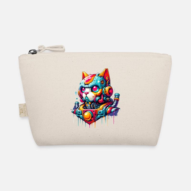 Cat designed as a robot in comic graffiti style Organic Pouch