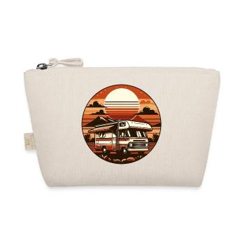 Caravan Camping Holiday Vintage Round Sunset - Organic Pouch - nature - Front