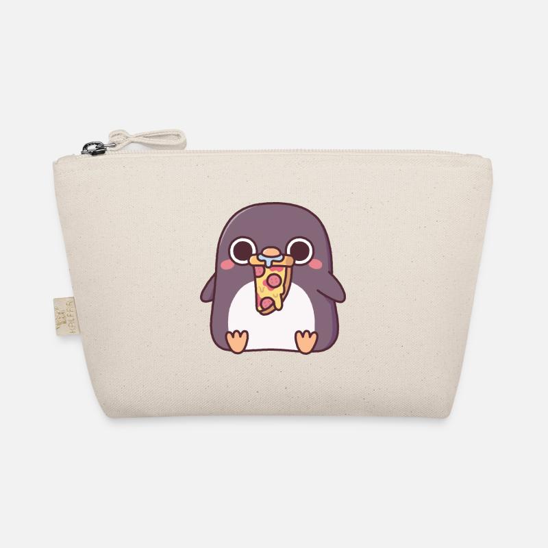 Cute Chubby Penguin With Pepperoni Pizza Slice Organic Pouch