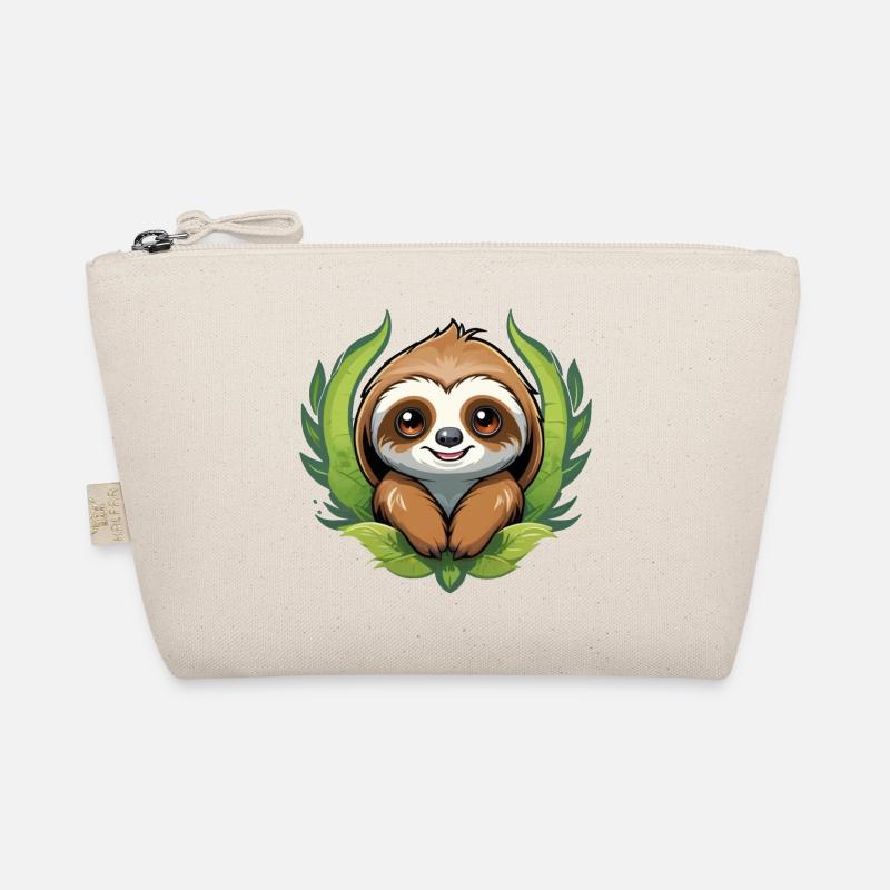 Cute sloth lying between green leaves Organic Pouch
