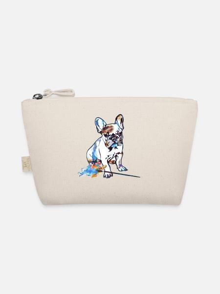Farbige Bulldog Watercolor - Bio-Täschchen - Natur