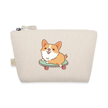Süßer Corgi skatet auf Skateboard - Bio-Täschchen - Natur - Vorne