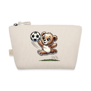 fröhlicher Bär, der mit einem Fußball spielt - Bio-Täschchen - Natur - Vorne