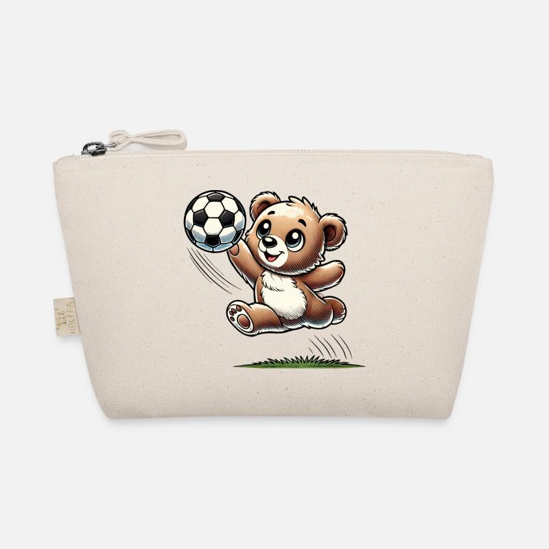 fröhlicher Bär, der mit einem Fußball spielt Bio-Täschchen