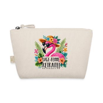 Sage-femme retraitée cadeau retraite flamant rose - Trousse biologique - nature - Devant