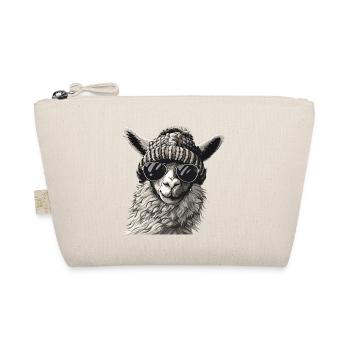 Lama mit Sonnenbrille und Wollmütze - Bio-Täschchen - Natur - Vorne