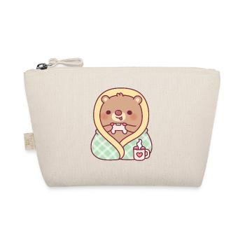 Cute Bear Wrapped In Cozy Blanket While Gaming - Organic Pouch - nature - Front