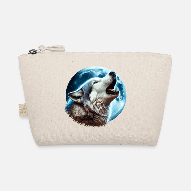 Wolf howls at the full moon Organic Pouch