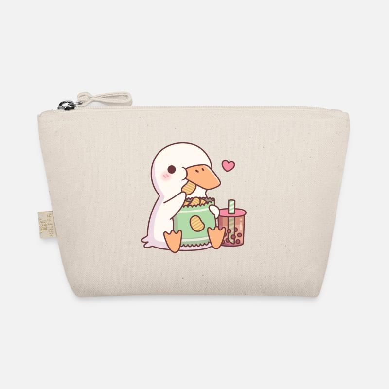 Cute Duck Loves Potato Chips And Boba Tea Organic Pouch