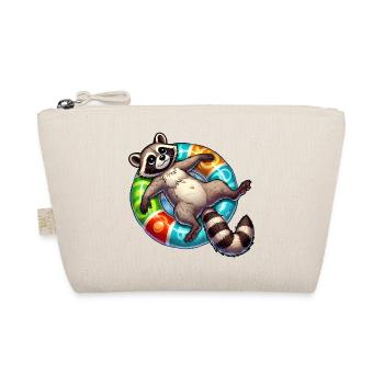 A relaxed raccoon on a swimming ring - Organic Pouch - nature - Front