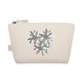 Snow white edelweiss flower print - Organic Pouch - nature - Front